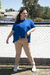 Remera de modal viscoza con tajo en la espalda azul en internet