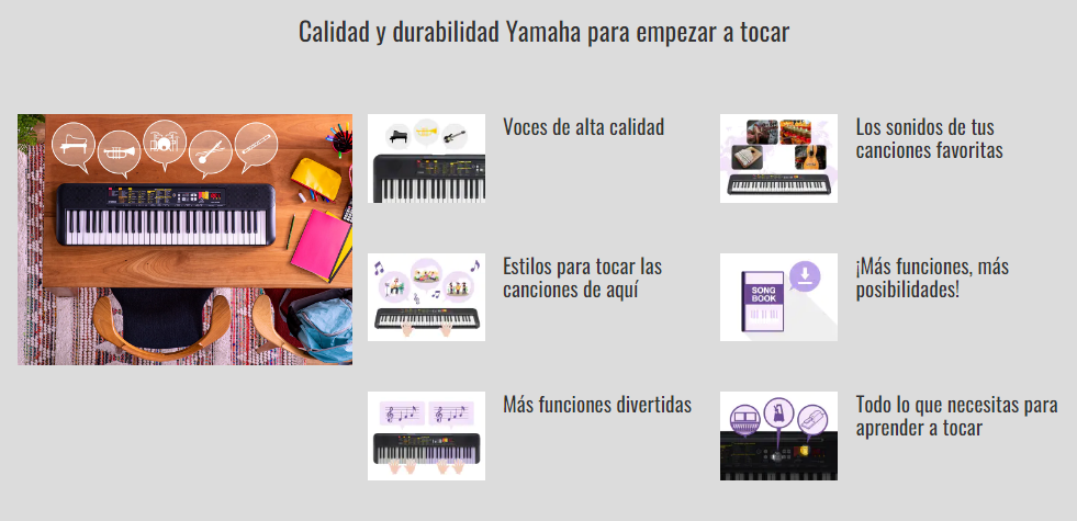 YAMAHA Pack Teclado PSR-F52 con soporte y banqueta OQAN y Cubre teclado  elástico