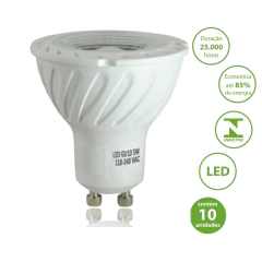 Kit 10 Lâmpadas Dicróica Led 5w 6000k Branco Frio Gu10