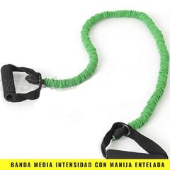 Banda Media Intensidad con Manillar (Verde) Entelada - MM Fitness