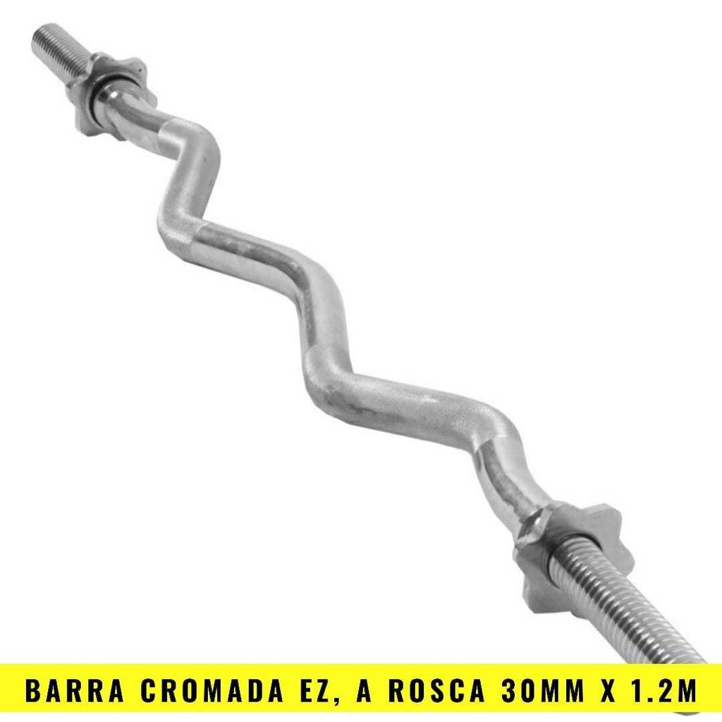 Barra Ez Cromada Maciza C/topes 1,20m 30mm Gmp Discos Pesas