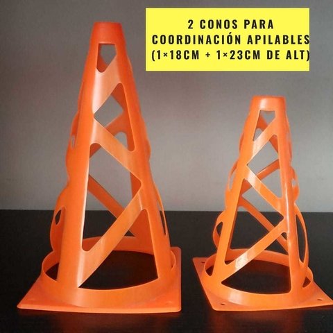 2 Conos para Coordinación Apilables (1 x 18cm + 1 x 23cm) - MM Fitness