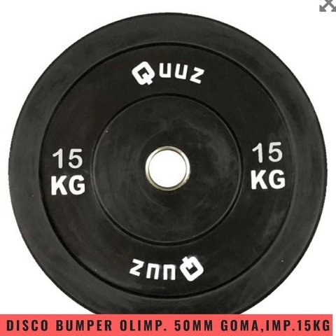 Disco Bumper con Aro de Acero Negro (15 Kg) - MM Fitness