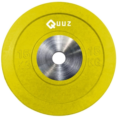 DISCO BUMPER AMARILLO CON CENTRO DE ACERO 15 KG - MM Fitness