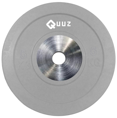 DISCO BUMPER GRIS CLARO CON CENTRO DE ACERO 5 KG - MM Fitness