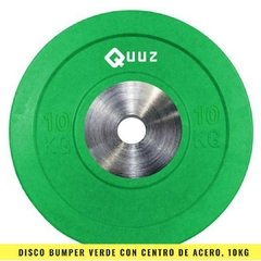 Disco Bumper Verde con centro de Acero (10 Kg) - MM Fitness