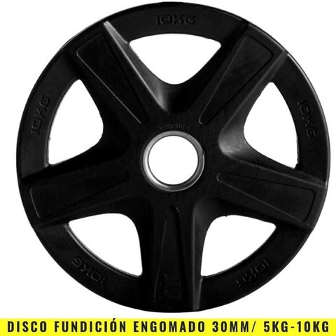 Discos Fundición Engomados 30 mm (10 Kg) Agarre - MM Fitness