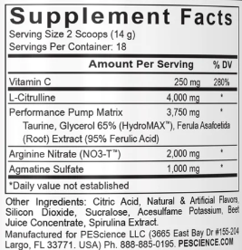 High Volume Supreme Nitric Oxide Matrix (36 serv) - PEScience - comprar online