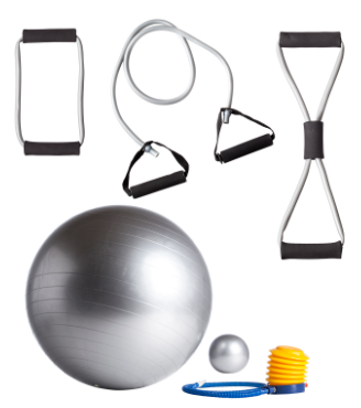 Kit Fitness Royal (banda 8, banda manija, body ball, gym ball esfero, inflador) Importado - MM Fitness