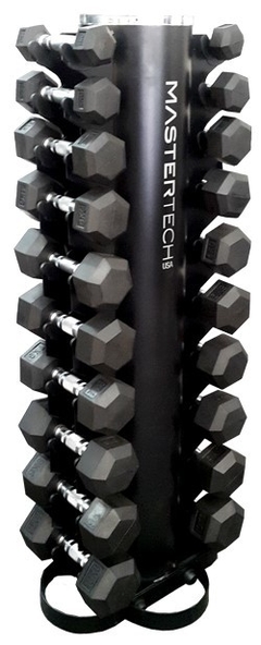 Porta Mancuernas Vertical con 10 Pares de 1 a 10 Kg Hexagonales - Mastertech (PRECIO DÓLAR OFICIAL + IVA)