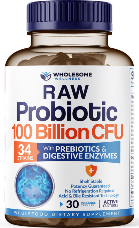 Probiotic 100 Billion CFU RAW 30 capsulas - Wholesome Wellness