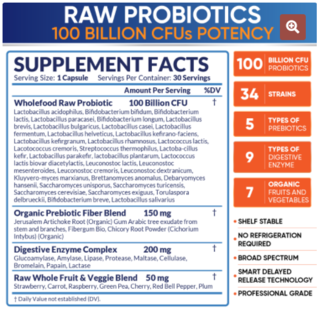 Probiotic 100 Billion CFU RAW 30 capsulas - Wholesome Wellness - comprar online