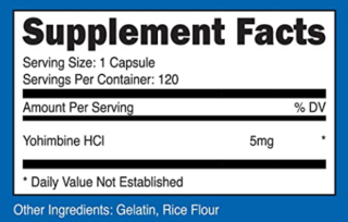Yohimbine 5 mg (120 capsulas) - Nutricost - comprar online