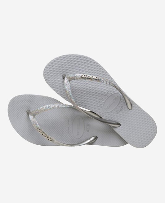 Ojotas Havaianas Mujer Slim Glitter Plata Originales