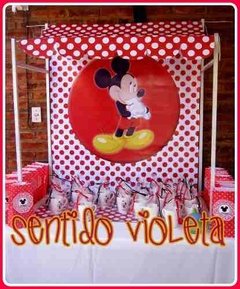Mesa souvenir o candy estilo kiosco vintage con toldo - Sentido violeta Tienda de Fiestas