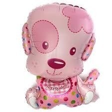Globo Perrito Rosa Nacimiento, 1 Año, Baby Helio Aire Nena