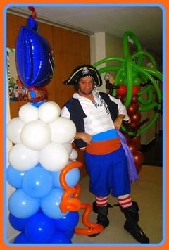 Globo Barco Pirata Gigante Helio Aire Azul Negro - tienda online