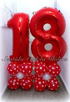 Número Metalizado Rojo apto Helio 1 Mt de alto - Sentido violeta Tienda de Fiestas