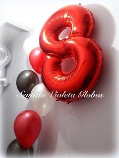 Número Metalizado Rojo apto Helio 1 Mt de alto en internet