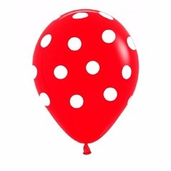 Globo Impreso Lunares Rojo x 10 sempertex aptos helio