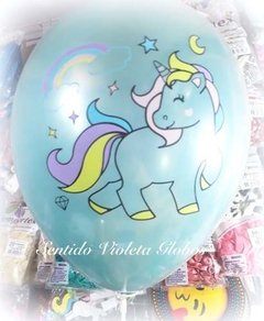 10 Globos Dobles Cristal Unicornio Color Pastel Para Helio - Sentido violeta Tienda de Fiestas
