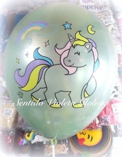 10 Globos Dobles Cristal Unicornio Color Pastel Para Helio en internet