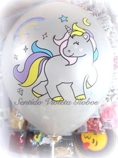 10 Globos Dobles Cristal Unicornio Color Pastel Para Helio