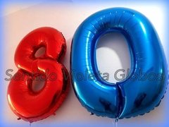 Número Metalizado Rojo apto Helio 1 Mt de alto - comprar online