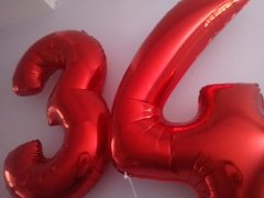 Número Metalizado Rojo apto Helio 1 Mt de alto