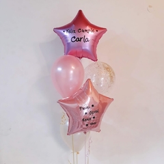 Globo estrella o corazón personalizado con helio - Sentido violeta Tienda de Fiestas