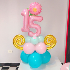 Bouquet pink y aqua con curlys doradas + caja decorada - comprar online