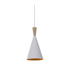 Lampara colgante cónica blanca interior cobre "Etheos"