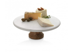 Posa torta mármol y madera