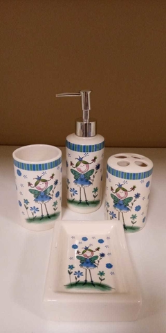 Juego de baño en cerámica x 4 piezas.