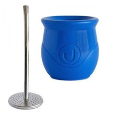 Mate de plástico doble pared + bombilla