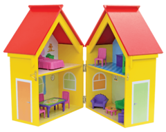 Casinha de Bonecas em Madeira Yellow House - Brinquedos Junges na internet