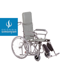 Silla acero reclinable, desmont., ruedas 60/20cm neum./polyaire, ancho 41/60cm.