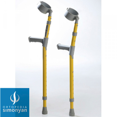 Canadiense de aluminio, doble reg., pediátrico, amarillo, largo 45-67cm (c/u)