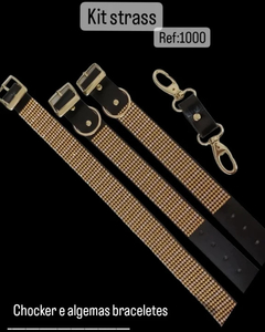 kit strass com chocker e algemas braceletes