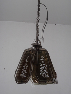COLGANTE EN BRONCE Y VIDRIOS 5 LADOS FUME