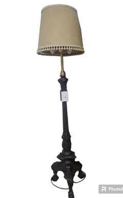 LAMPARA de PIE MADERA y BRONCE