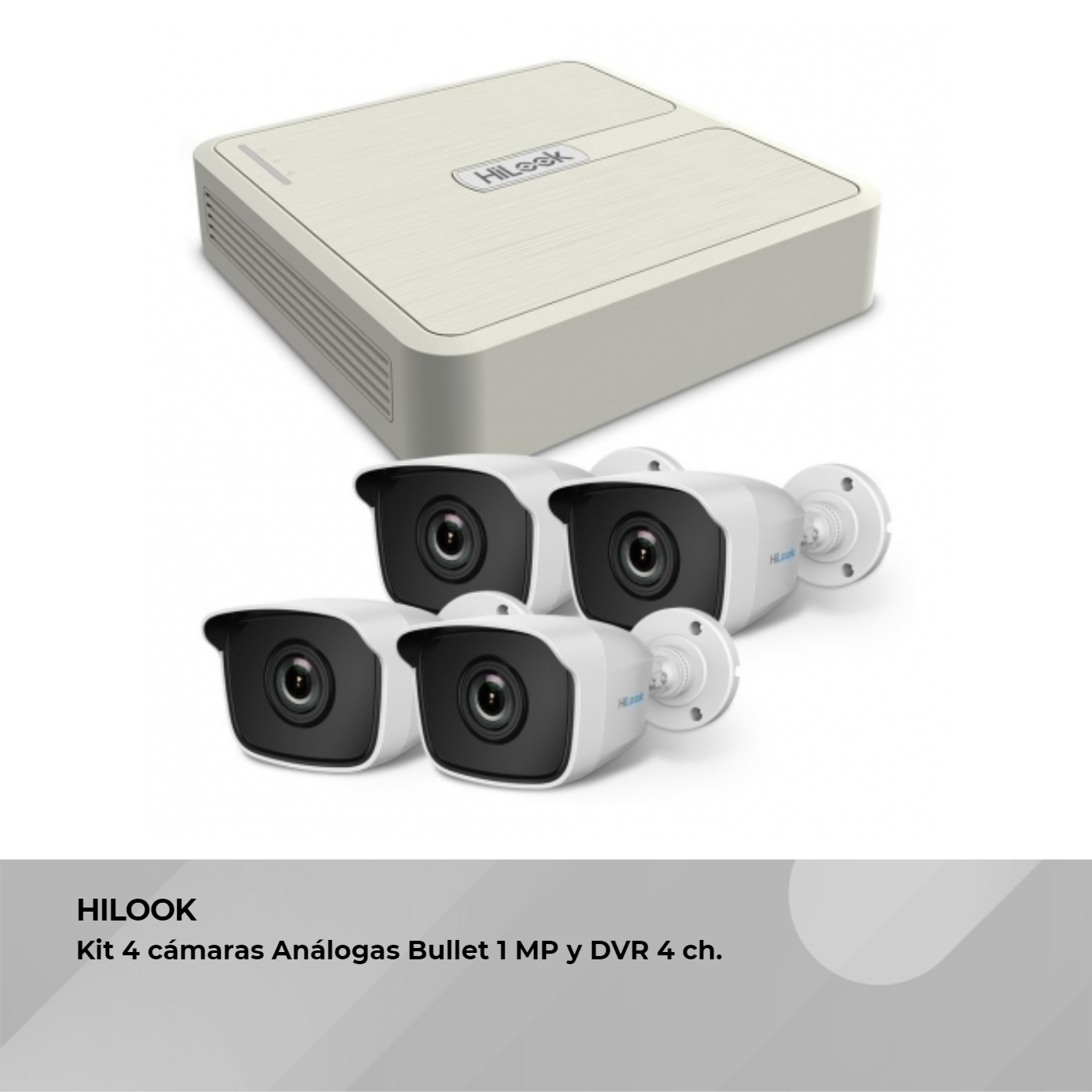 Kit Vigilancia DVR 4 Canales Cámaras Análogas 1 MP Cables Hilook By Hikvision