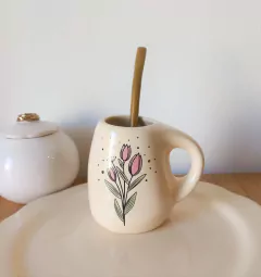 Mates Pampa Floral + bombillas x 2 unidades