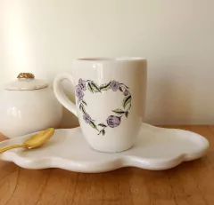 Tazas Floral Lila (380 ml.) x 2 unidades