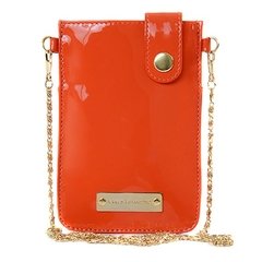 Funda Mujer para celular en Cuero Charol Naranja | Modelo Isabella