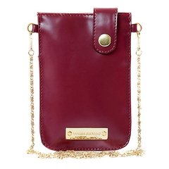 Funda Mujer para celular en Cuero Charol Bordo | Modelo Isabella