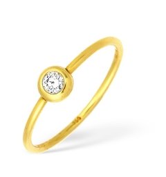 Anel Ponto de Luz em Ouro Amarelo 18k com diamante de 10 pts Código: 18K1911201504