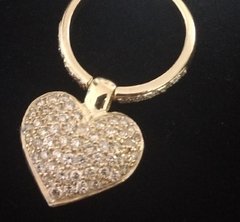 Anel em ouro 18K com diamantes e pingente no formato coração Código: 64288b - comprar online