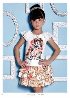 Blusa e Saia Infantil Miss Cake Doce Princesa Animal Face 530331