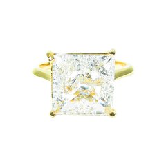 anel semijoia quadrado cristal fusion banhado a ouro 18k